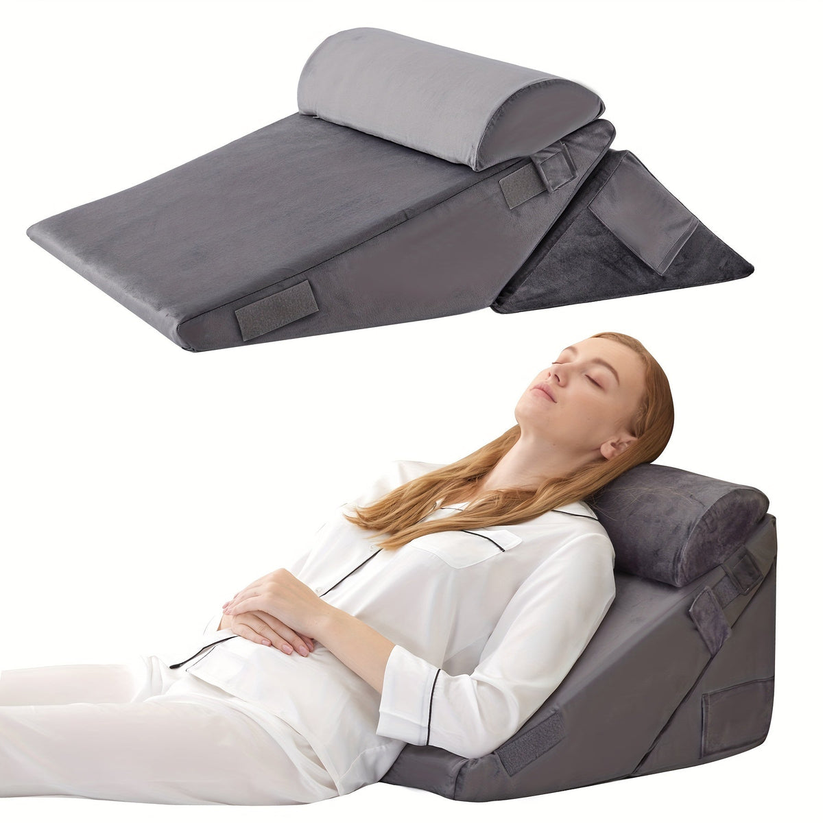 RelaxPlus orthopedisch verstelbaar wigkussen – 7-in-1 premium ondersteuningssysteem van traagschuim