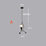 Retro IJzeren Man Hanglamp – Speelse Vintage Charme voor Unieke Interieurs