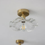 Hanglamp decoratief met glazen kap in de vorm van een blad