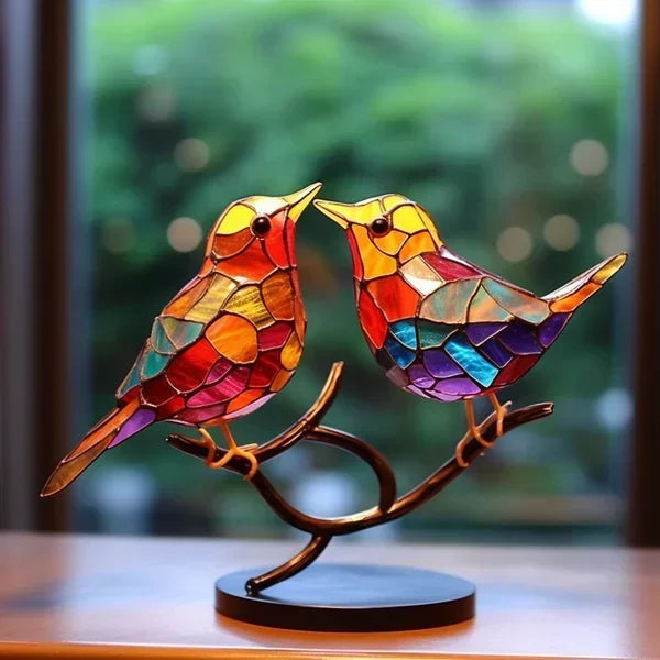 Handgemaakt | Glas Vogel Beeld | Uniek Design | Levendige Kleuren | Acryl Materiaal | Exclusieve Decoratie | Perfect Cadeau | Tijdloze Elegantie Voor Ieder Interieur