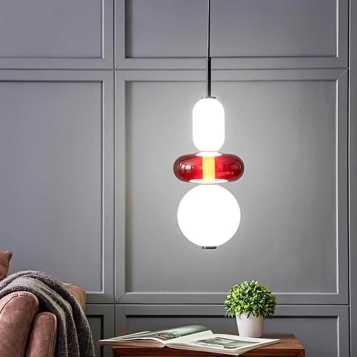 Moderne Hanglamp met Gekleurd Glas