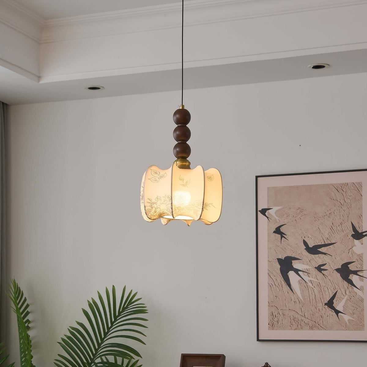 Hanglamp met Glas - Hout & Metaal