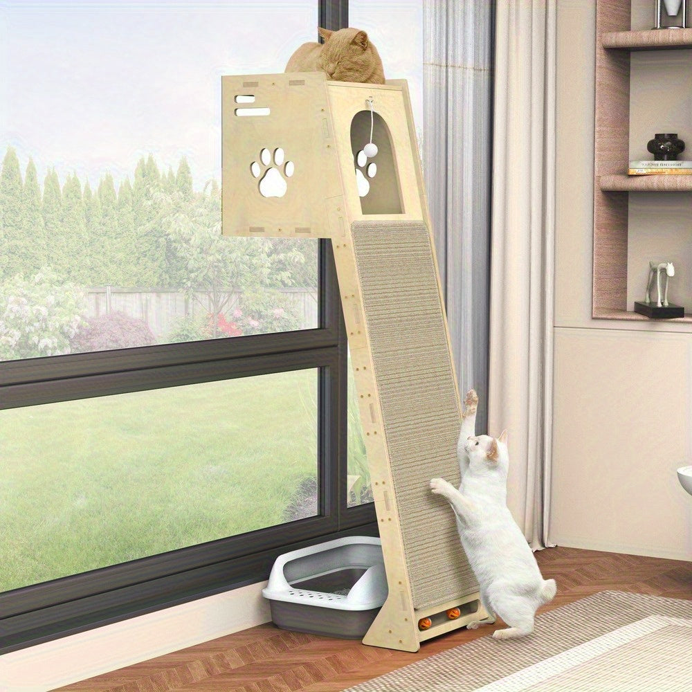 NatureClimb Houten Kattenhuis – Compact en Speels Meubel