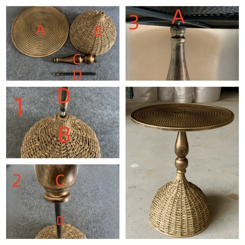 Handgemaakte Watergras Koffietafel – Antiek Bronzen Look