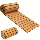 Rolbare Houten Tuinpadmat – Duurzame Mat voor Buiten met Antislip Bescherming