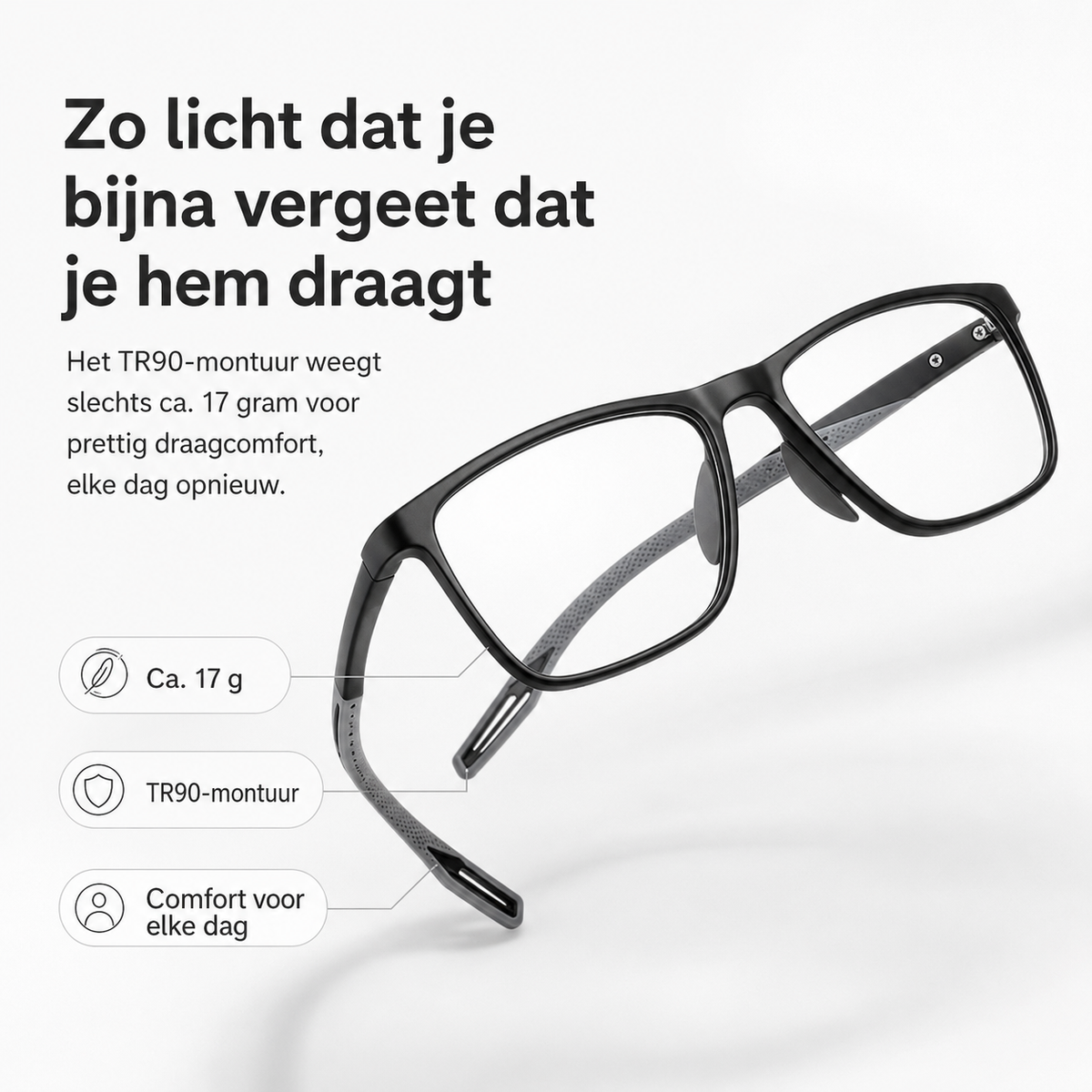 Ultr lichte multifocale leesbril voor dames en heren – hoogwaardige polycarbonaat – voor dichtbij en veraf – wandklok