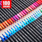 100 Kleuren Dual-Tip Stiften Set – Veelzijdige Fineliner en Brush Tips voor Creatieve Projecten