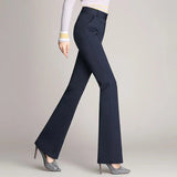 Slanke Uitlopende High Waist Broek – Mila