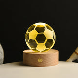 3D Kristallen LED Lamp – Decoratieve Lichtbol met Houten Basis