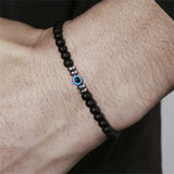 Herenarmband van 4 mm natuursteen met Boze-Ogen-kraal – Thor
