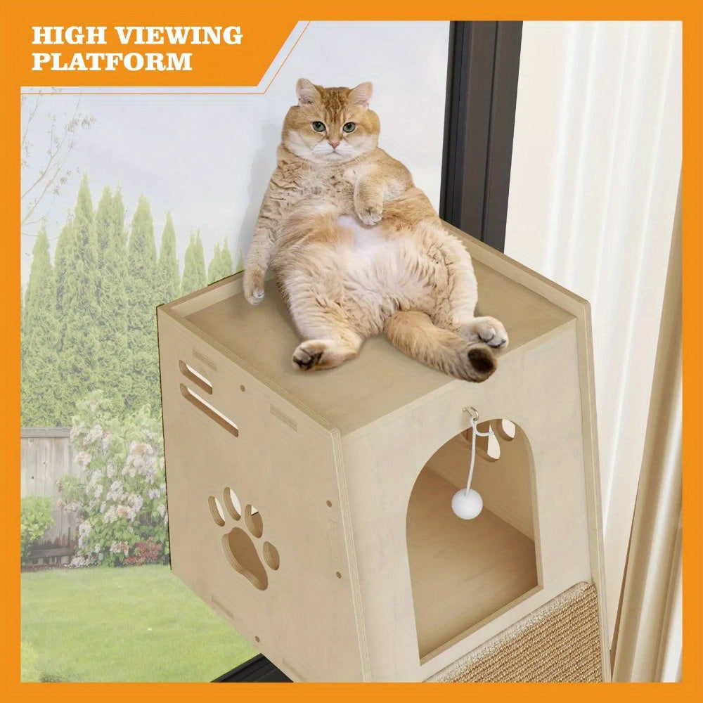 NatureClimb Houten Kattenhuis – Compact en Speels Meubel