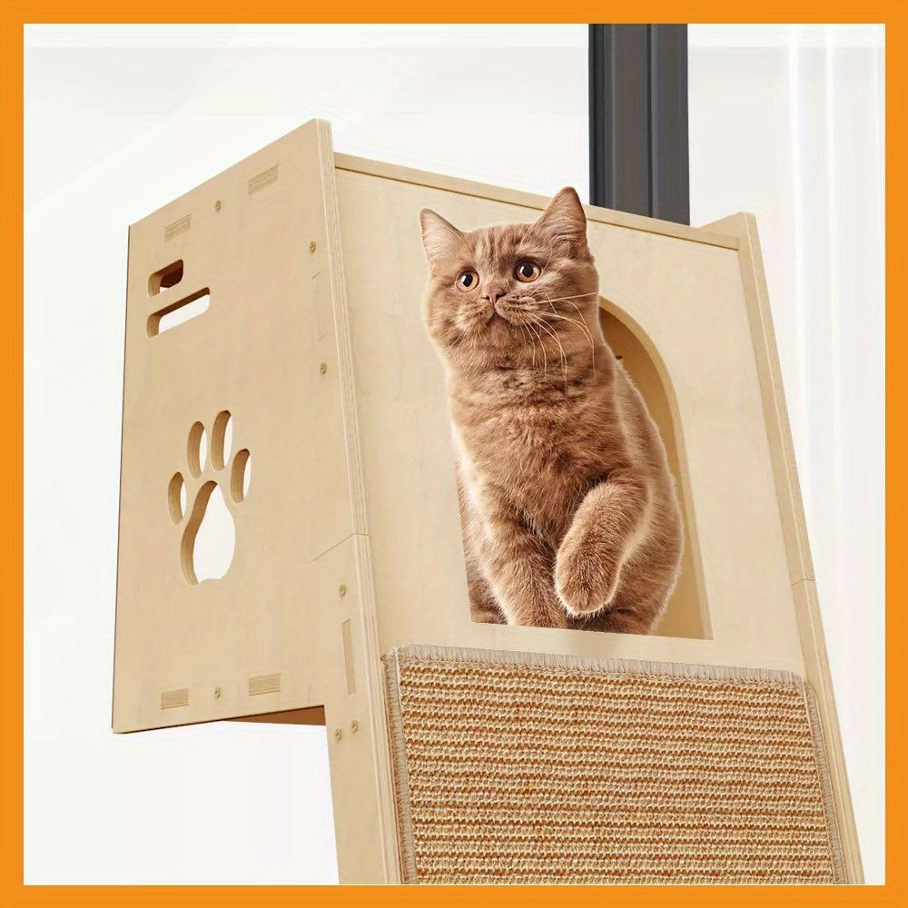 NatureClimb Houten Kattenhuis – Compact en Speels Meubel