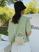 Vintage Franse Kralen Emmertas | Handtas | Zomeraccessoire met parelontwerp
