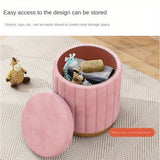 Nordic Chic Opberg Ottoman – Stijlvolle Ronde Pouf met Opslag en Spiegelafwerking