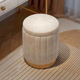 Nordic Chic Opberg Ottoman – Stijlvolle Ronde Pouf met Opslag en Spiegelafwerking