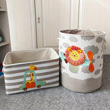 Opbergmand voor Speelgoed en Kleding – Cartoon Leeuw en Giraffe Design