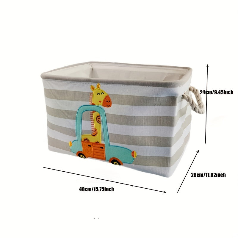 Opbergmand voor Speelgoed en Kleding – Cartoon Leeuw en Giraffe Design