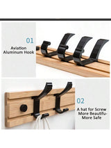 Nordic bamboe kapstok met haken | Kapstok | Minimalistische wandkapstok voor slaapkamer of hal