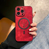 Luxueuze Hertenleer Apple iPhone Hoes | Magnetische Telefoonhoes, Draadloze Case, MagSafe, Draadloos Laden, Beschermhoes, Cover iPhone 15, 14, 13 Pro Max Plus