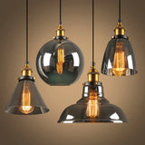 Industriële retro hanglamp met glas – Kappen van gerookt glas