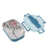 Thermo-Lunchbox van roestvrij staal – binnenin van roestvrij staal – 3 of 4 vakken met soepkom – Wandklok