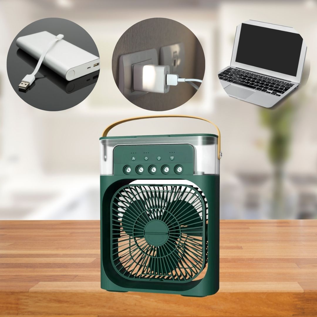 Draagbare verdampingsluchtkoeler – Compacte vernevelingsventilator met LED-verlichting