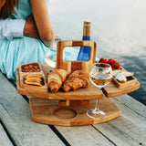 Elegante Eiken Picknick Wijn Tafel – Compact & Veelzijdig