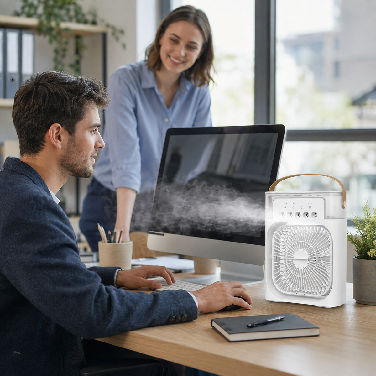 Draagbare verdampingsluchtkoeler – Compacte vernevelingsventilator met LED-verlichting