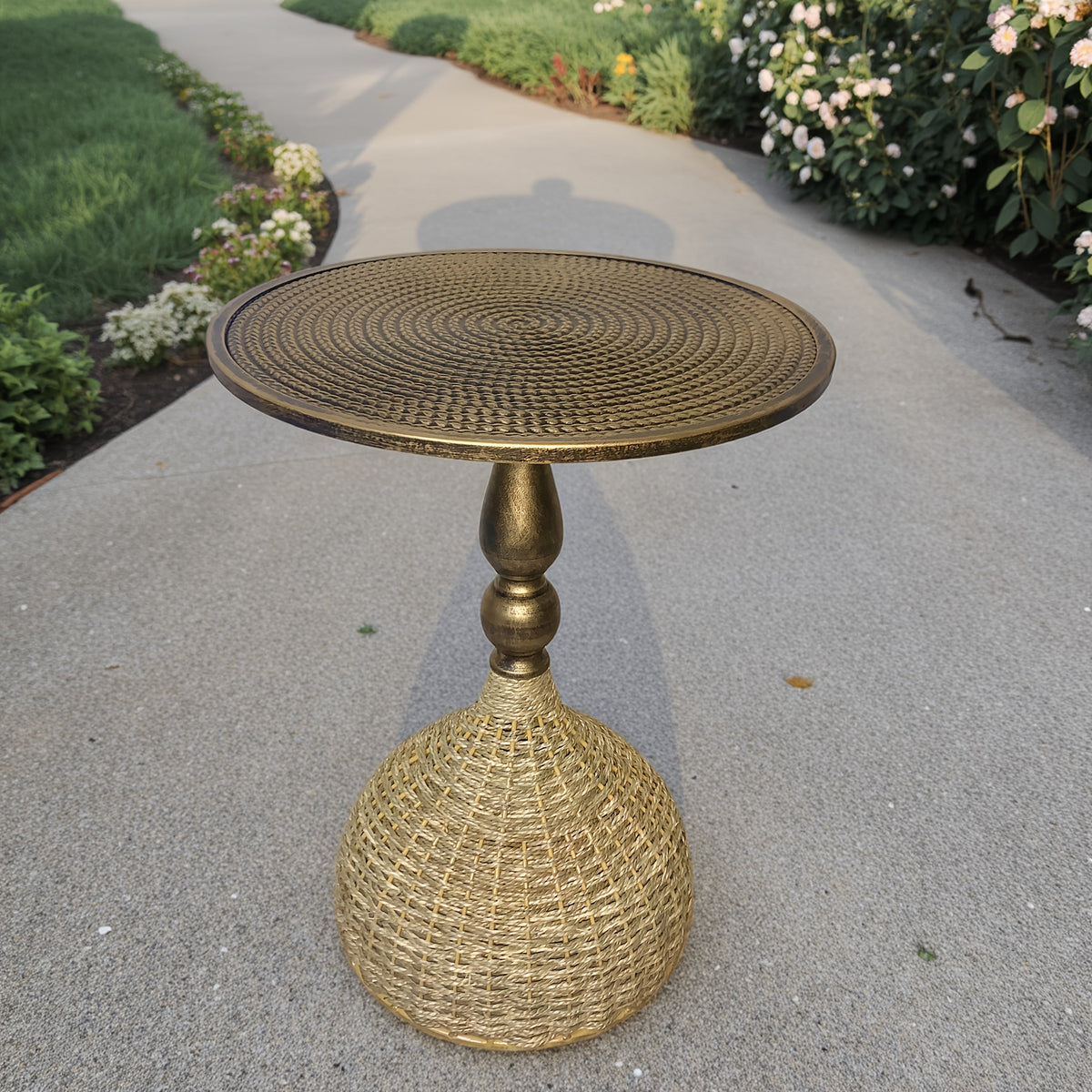 Handgemaakte Watergras Koffietafel – Antiek Bronzen Look