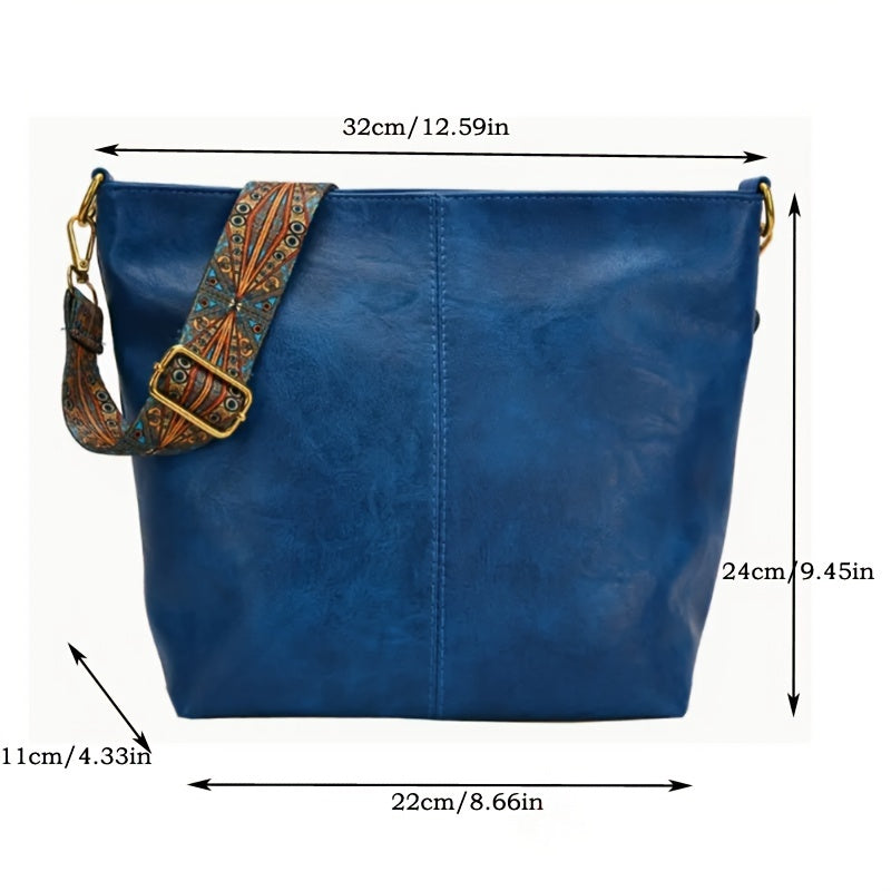Brede Geometrische Tas – Grote Capaciteit Crossbody met Retro Vibe