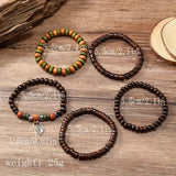 Natuurlijke Houten Kralenarmbanden Set - Voor de Stoere Man