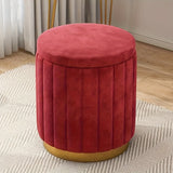 Nordic Chic Opberg Ottoman – Stijlvolle Ronde Pouf met Opslag en Spiegelafwerking