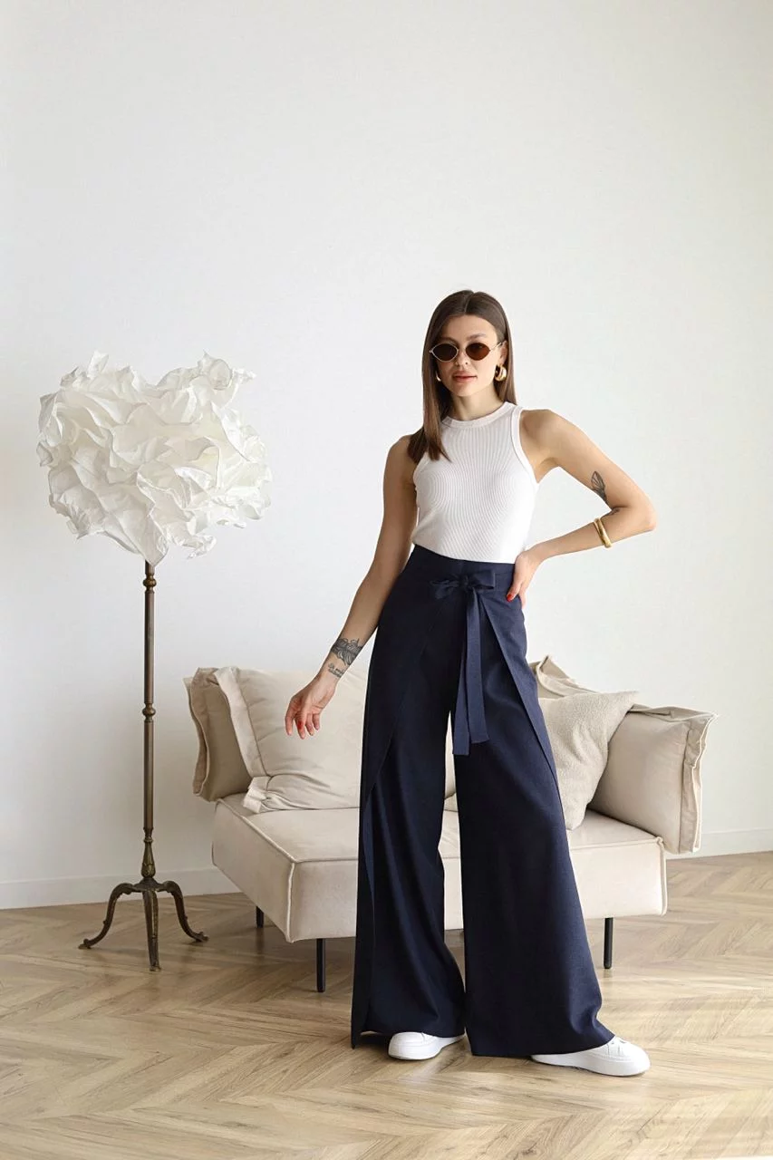 Nuvano | Wide Crop Pantalon Dames | Hoge Taille Broek met Wijde Pijpen en Elegant Design