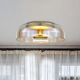 CrystalShine | Glas LED Plafonnière | Modern & Elegant Design | Warm Wit Licht | Energiezuinig | Rookgrijs Amber | Inclusief Lamp | Voorhal & Entree | 23 cm Breed | Hoogte 9,5 cm | SMD Lampvoet