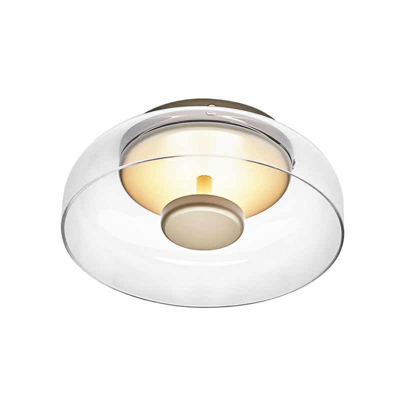 CrystalShine | Glas LED Plafonnière | Modern & Elegant Design | Warm Wit Licht | Energiezuinig | Rookgrijs Amber | Inclusief Lamp | Voorhal & Entree | 23 cm Breed | Hoogte 9,5 cm | SMD Lampvoet