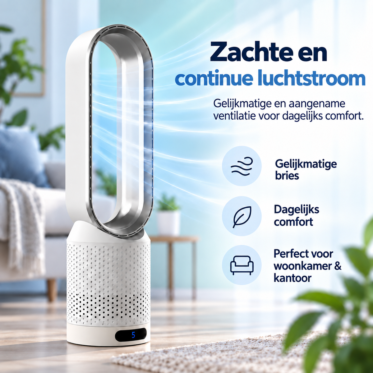 AirPure – Ultrafijne torenventilator zonder blad (< 32 dB)