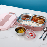 Thermo-Lunchbox van roestvrij staal – binnenin van roestvrij staal – 3 of 4 vakken met soepkom – Wandklok