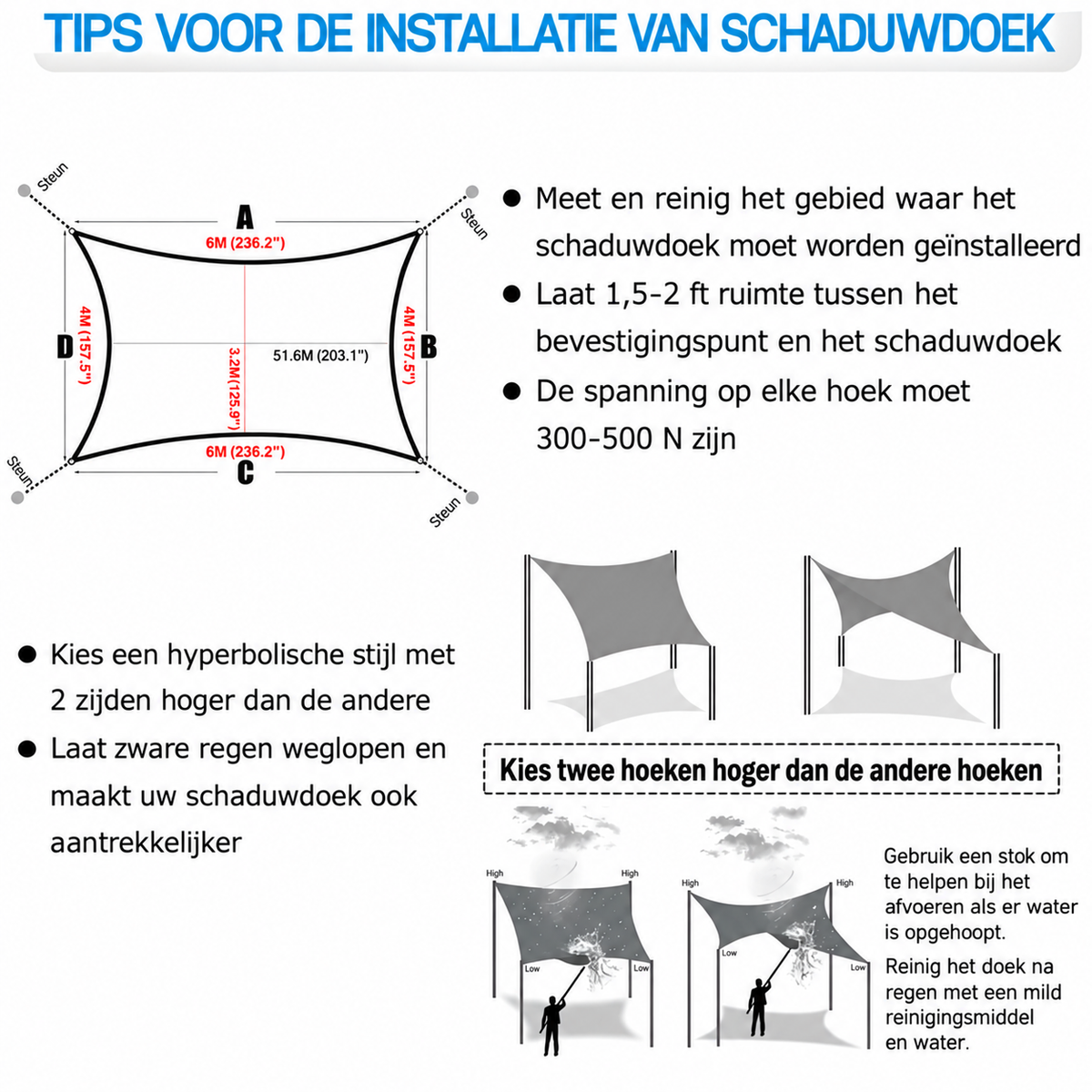 Rechthoekig Zonnescherm Waterdicht | Waterafstotende Buitentextiel | UV-Bescherming | SkyCover