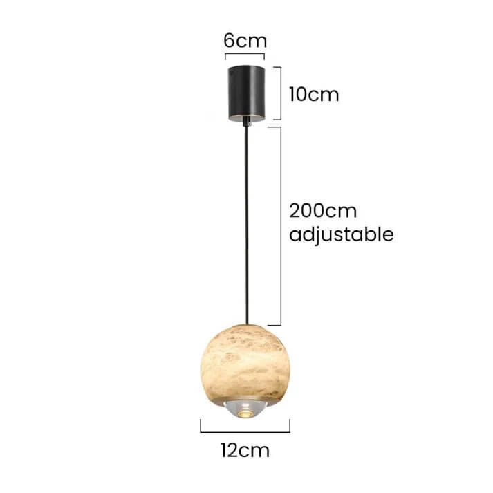 Hanglamp - Albast Glas Bol met Marmeren Voet