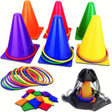 Kleurrijke Ringwerpset – Cones, Ringen en Bonenzakken voor Gezinsplezier