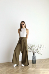 Nuvano | Wide Crop Pantalon Dames | Hoge Taille Broek met Wijde Pijpen en Elegant Design