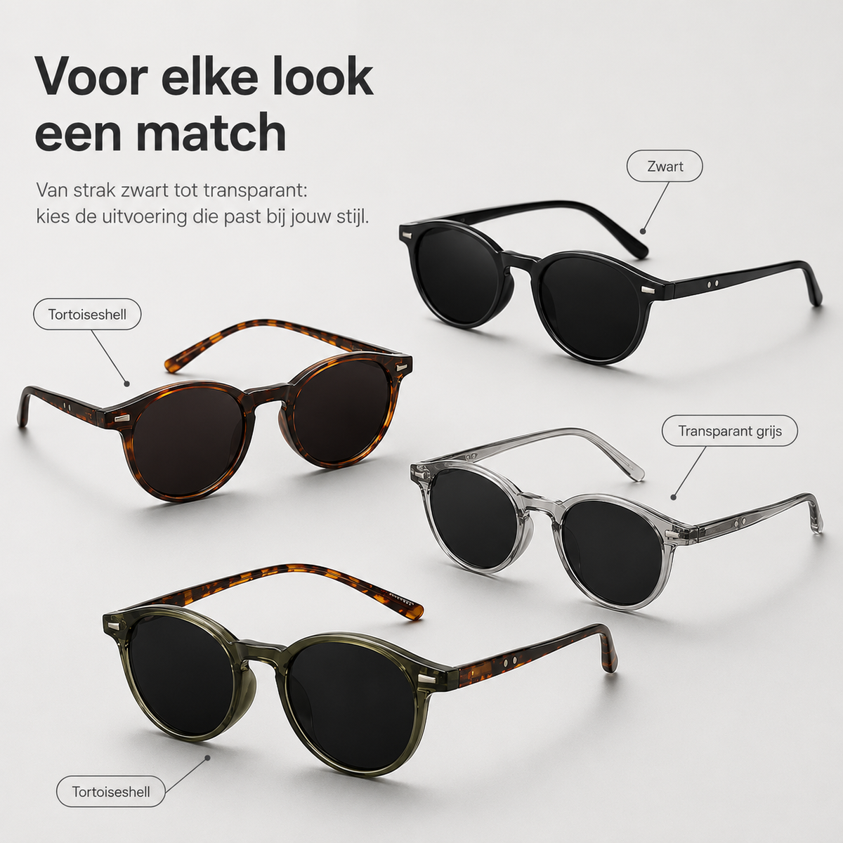 Heren Zonnebril | Lichtgewicht Retro Ronde Frame | Tortoiseshell