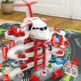 AdventurePlay Vliegtuig & Brandweerwagens Speelset - Racebaan en Garage voor Kinderen