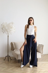 Nuvano | Wide Crop Pantalon Dames | Hoge Taille Broek met Wijde Pijpen en Elegant Design