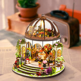 Miniatuur Bloemenhuis – 3D Houten Puzzel met LED Verlichting en Gedetailleerde Tuin