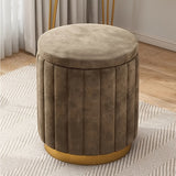 Nordic Chic Opberg Ottoman – Stijlvolle Ronde Pouf met Opslag en Spiegelafwerking