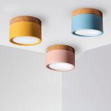 Opbouw LED-downlight, Macaron-ontwerp, 12 W, houtnerf, driekleurige kleurwisselfunctie, voor gang, corridor en slaapkamer