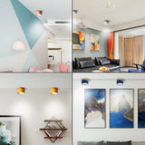 Opbouw LED-downlight, Macaron-ontwerp, 12 W, houtnerf, driekleurige kleurwisselfunctie, voor gang, corridor en slaapkamer