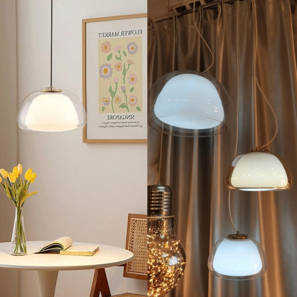 Moderne Jelly Hanglamp – Elegante Witte Glazen Kap met Verstelbare Daling