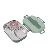 Thermo-Lunchbox van roestvrij staal – binnenin van roestvrij staal – 3 of 4 vakken met soepkom – Wandklok